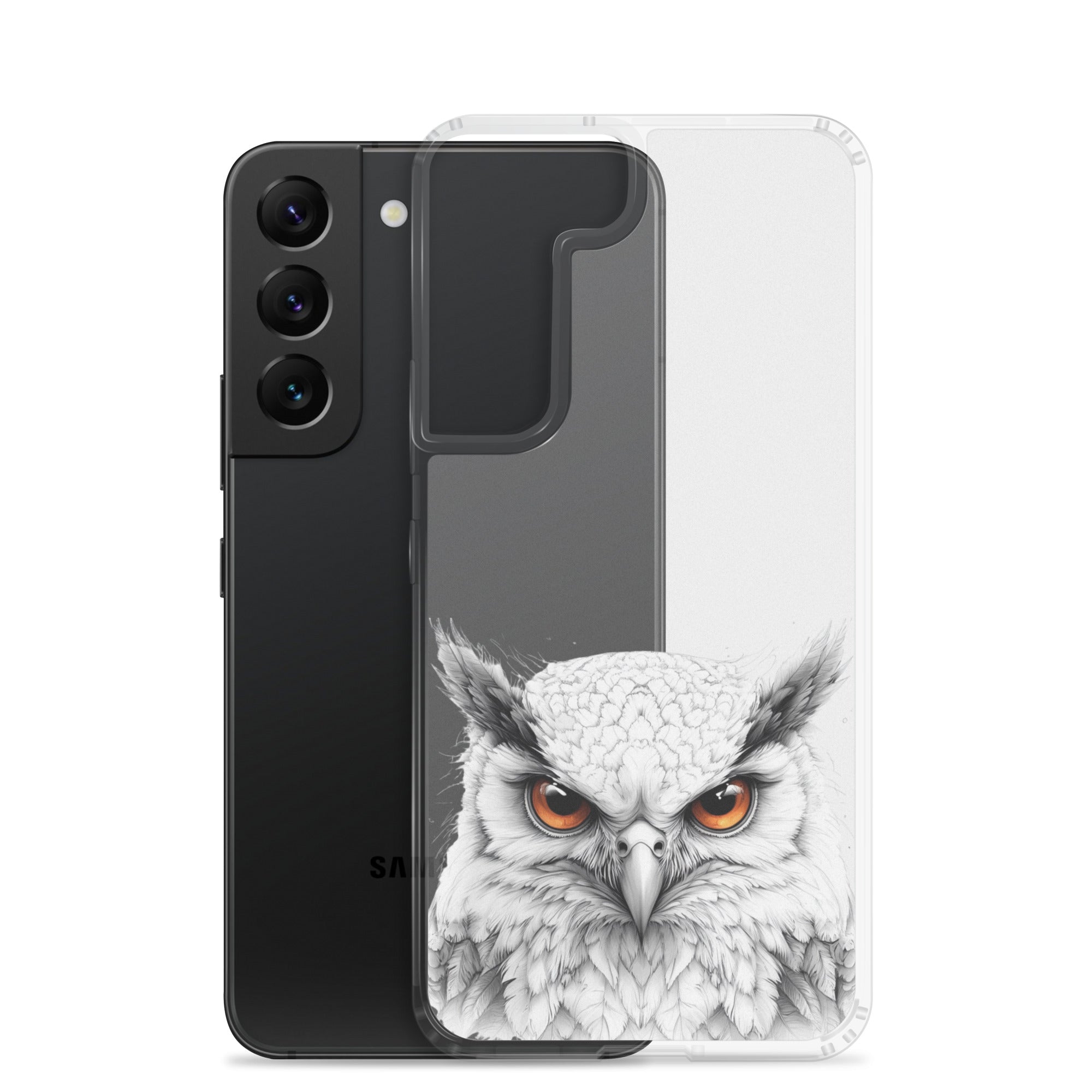 White Owl Illustration Clear Case for Samsung Galaxy S22 – Minimal Wildlife Protective Cover