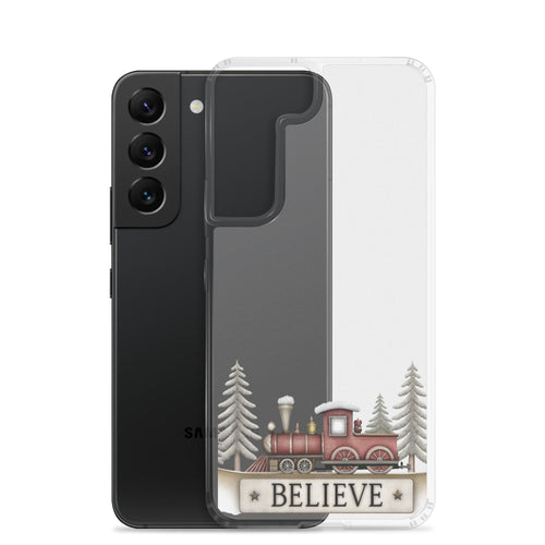Believe Christmas Train Clear Case for Samsung Galaxy S22 – Festive Holiday Protective Cover