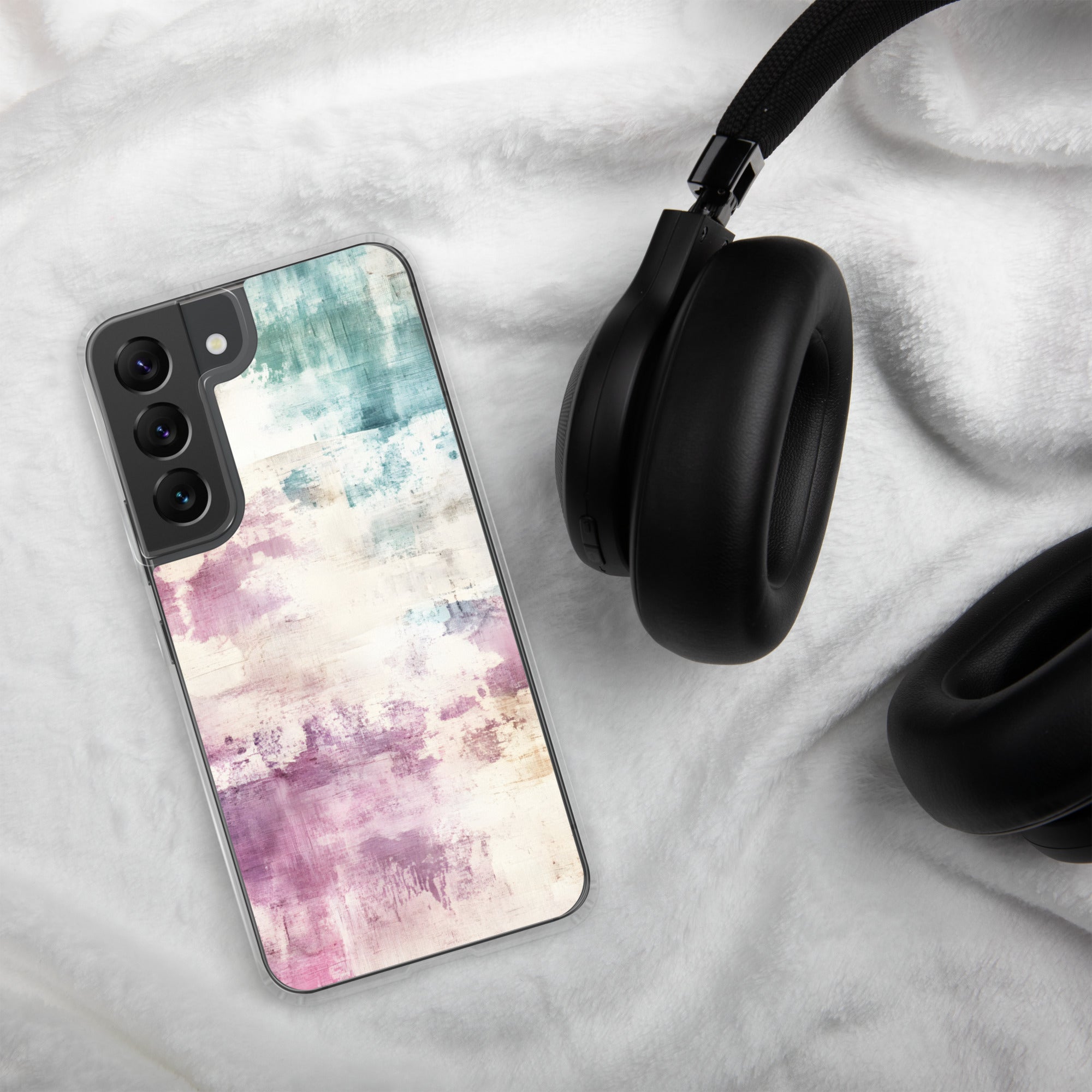 Soft Abstract Pastel Clear Case for Samsung Galaxy S22 – Modern Watercolor Protective Cover