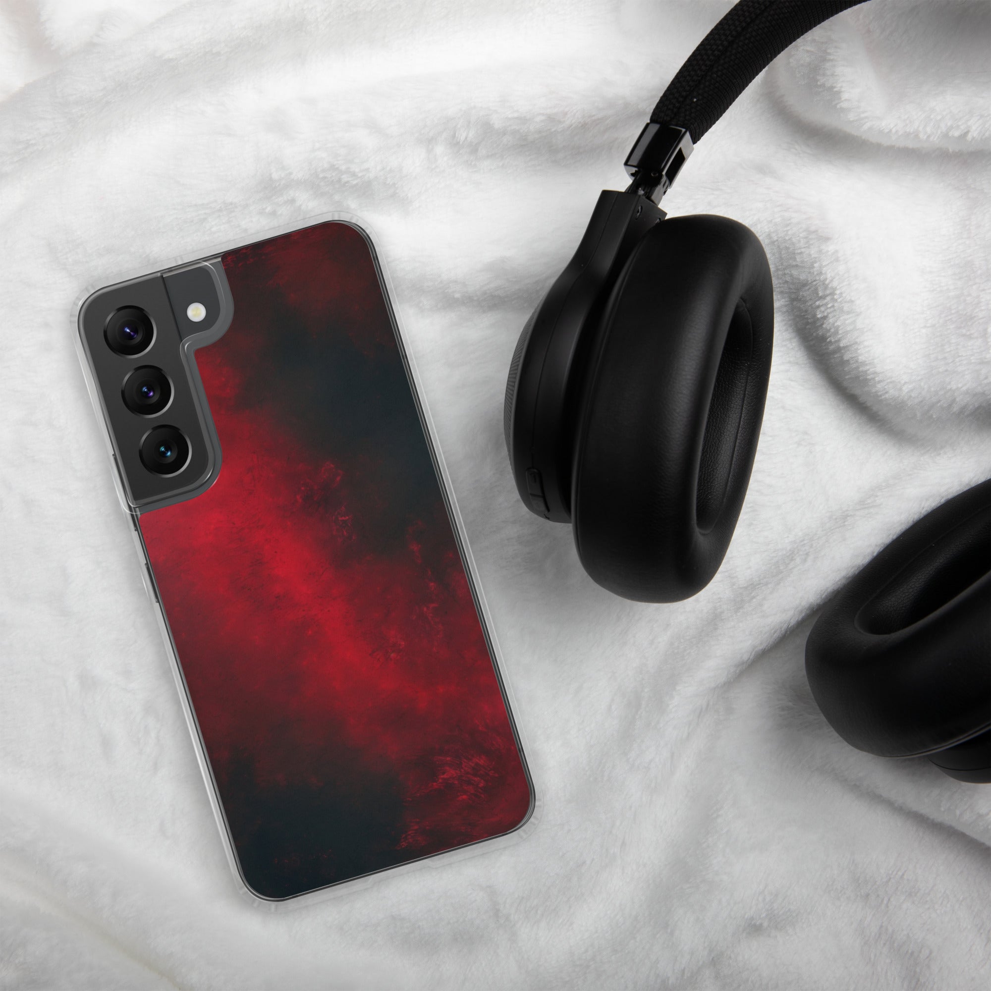 Dark Red Abstract Clear Case for Samsung Galaxy S22 – Minimalist Textured Protective Cover