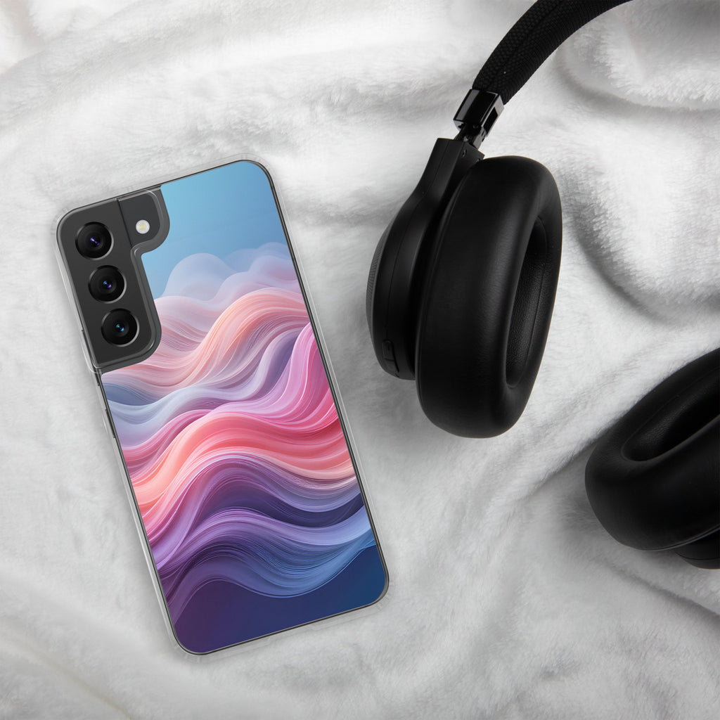 Abstract Pink & Blue Waves Dream Clear Case for Samsung Galaxy S22 – Modern Gradient Protective Cover