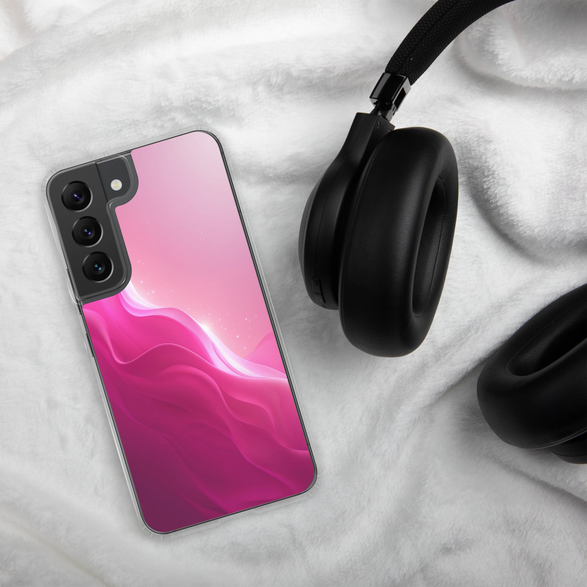 Pink Gradient Waves Dream Clear Case for Samsung Galaxy S22 – Minimal Abstract Protective Cover