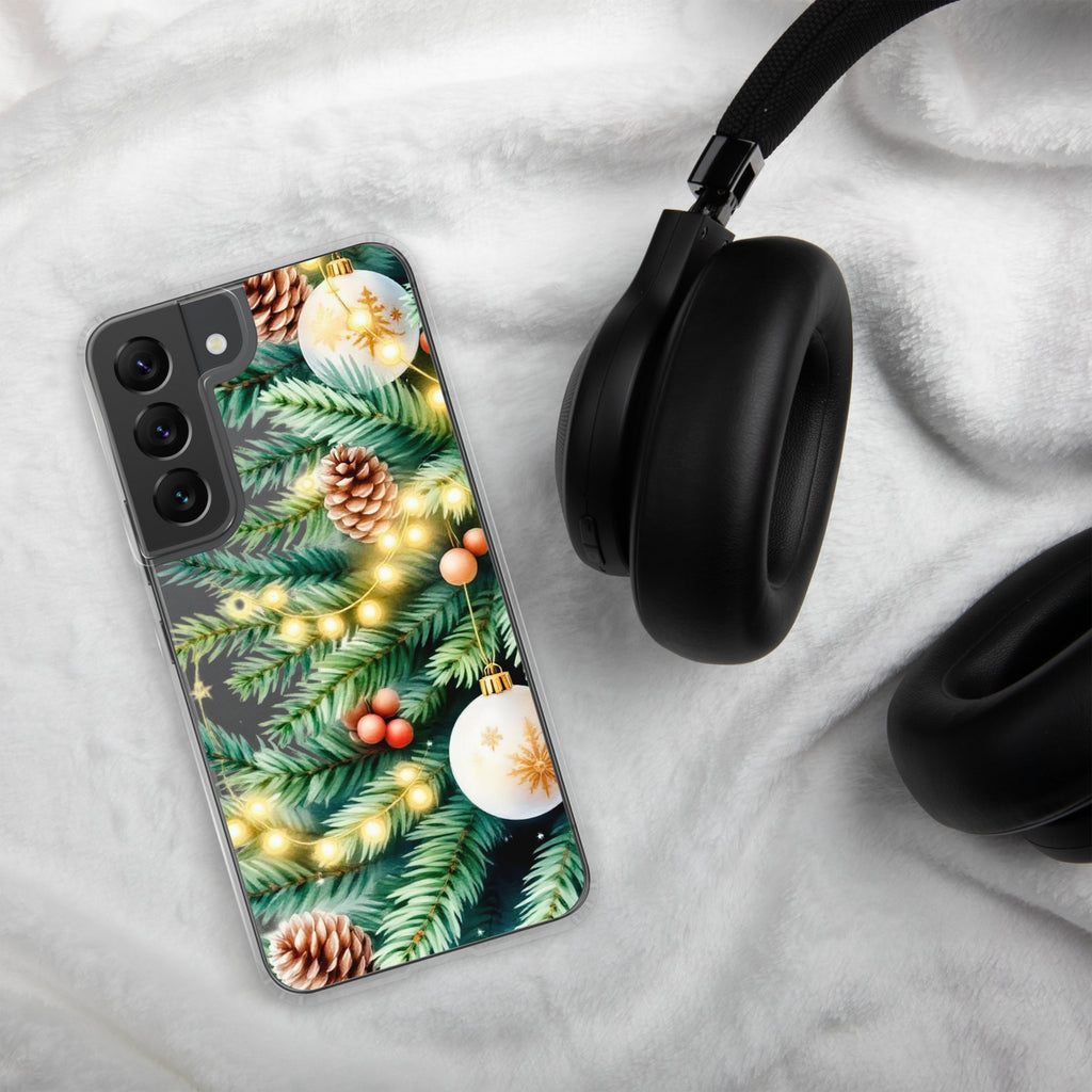 Christmas Pine Branches Clear Case for Samsung Galaxy S22 – Festive Winter Protective Cover