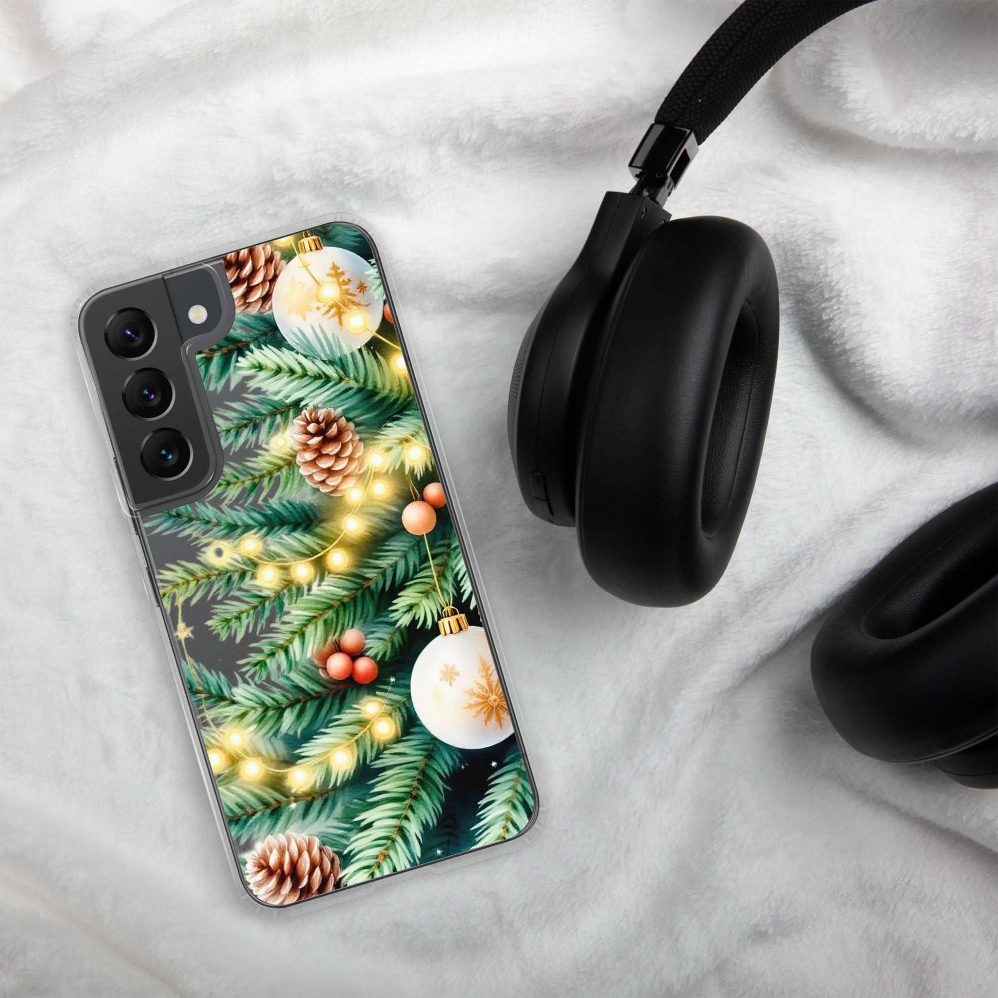 Christmas Pine Branches Clear Case for Samsung Galaxy S22 – Festive Winter Protective Cover