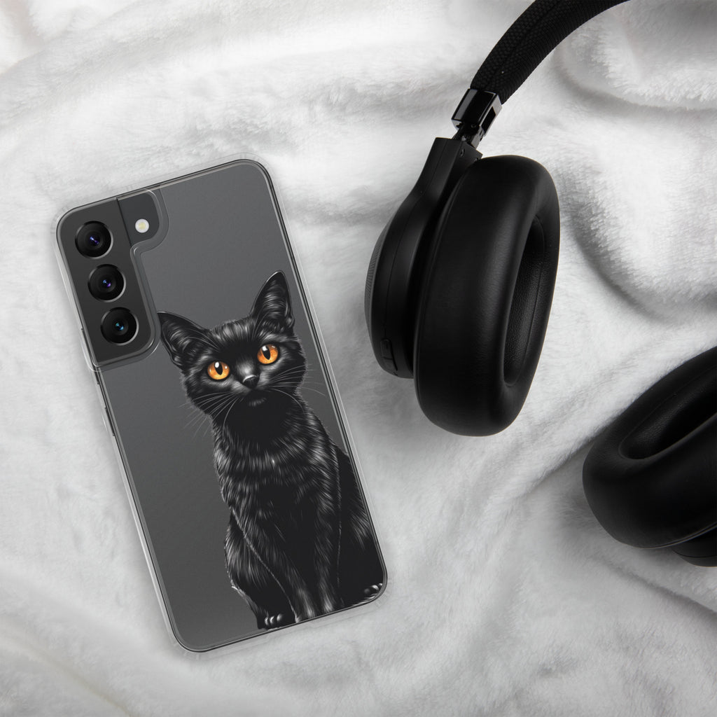 Black Cat Clear Case for Samsung Galaxy S22 – Elegant Minimal Protective Cover