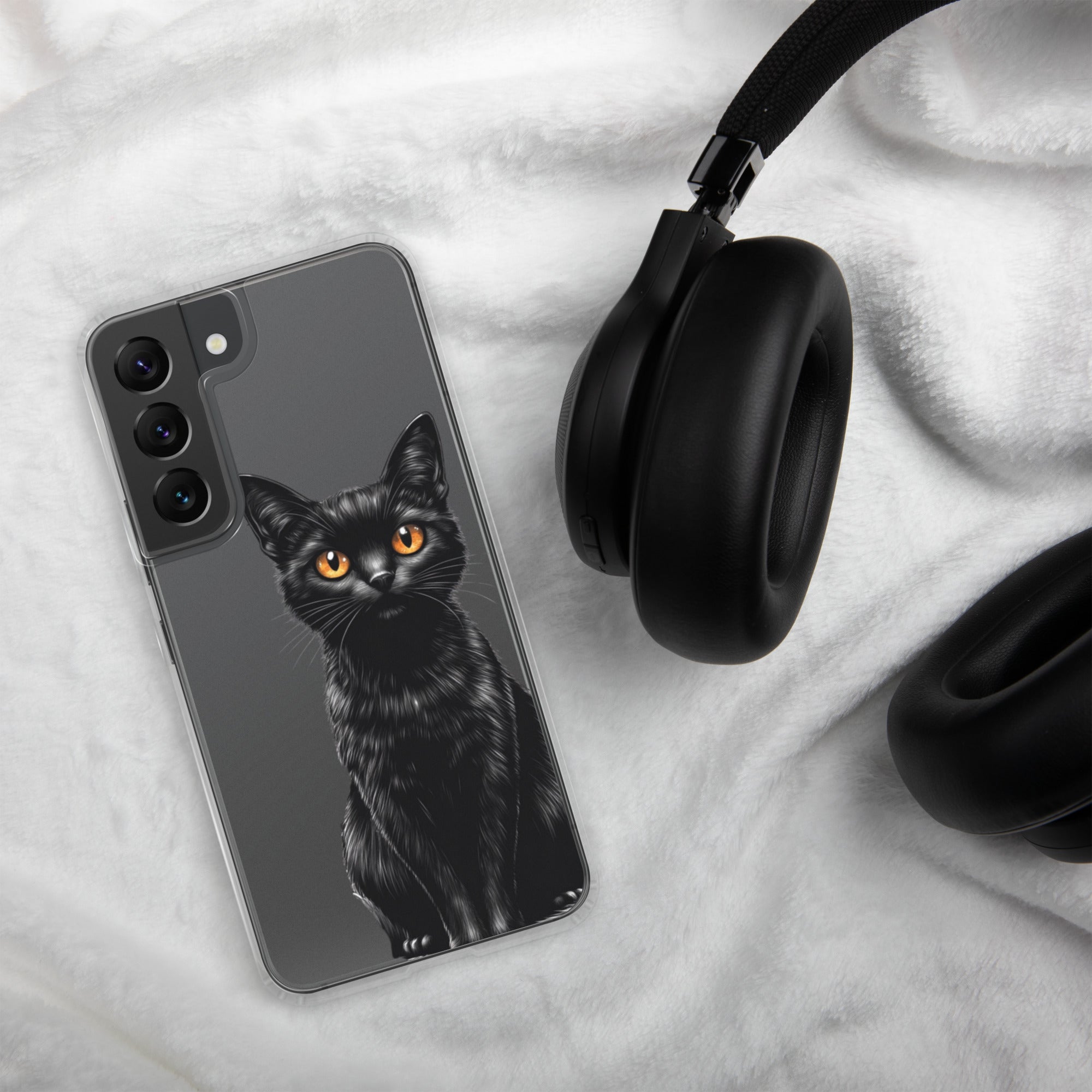 Black Cat Clear Case for Samsung Galaxy S22 – Elegant Minimal Protective Cover