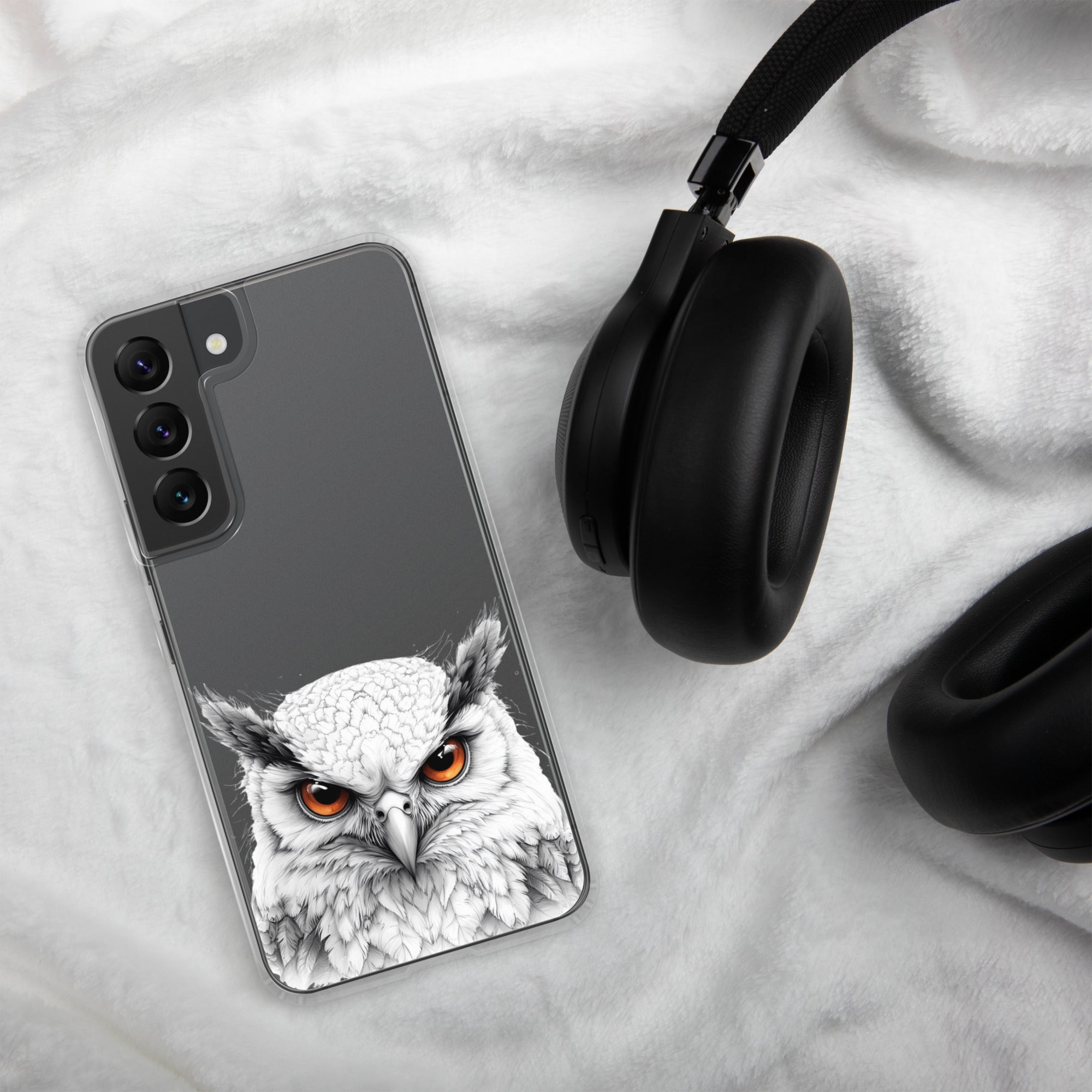 White Owl Illustration Clear Case for Samsung Galaxy S22 – Minimal Wildlife Protective Cover