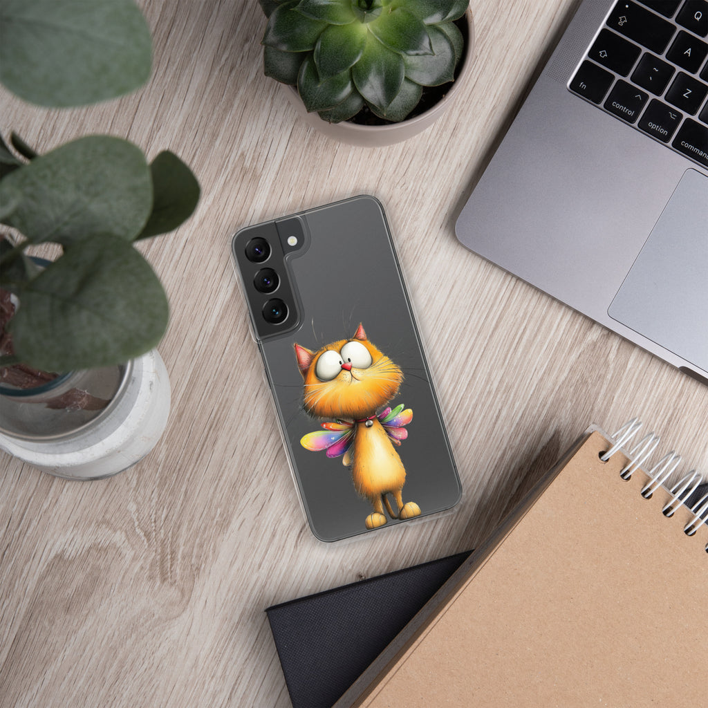 Whimsical Fairy Cat Clear Case for Samsung Galaxy S22 – Playful Fantasy Protective Cover