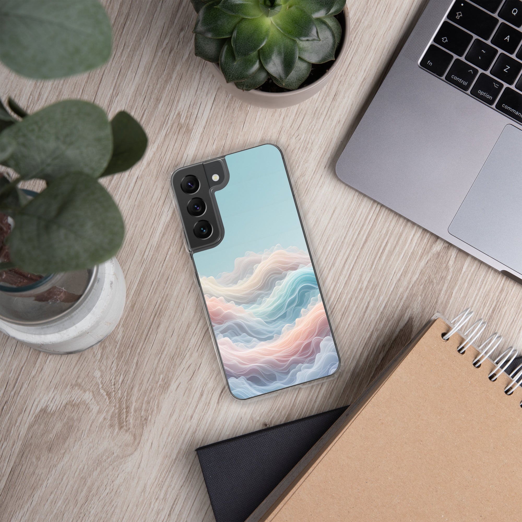 Abstract Pastel Waves Dream Clear Case for Samsung Galaxy S22 – Soft Minimalist Protective Cover