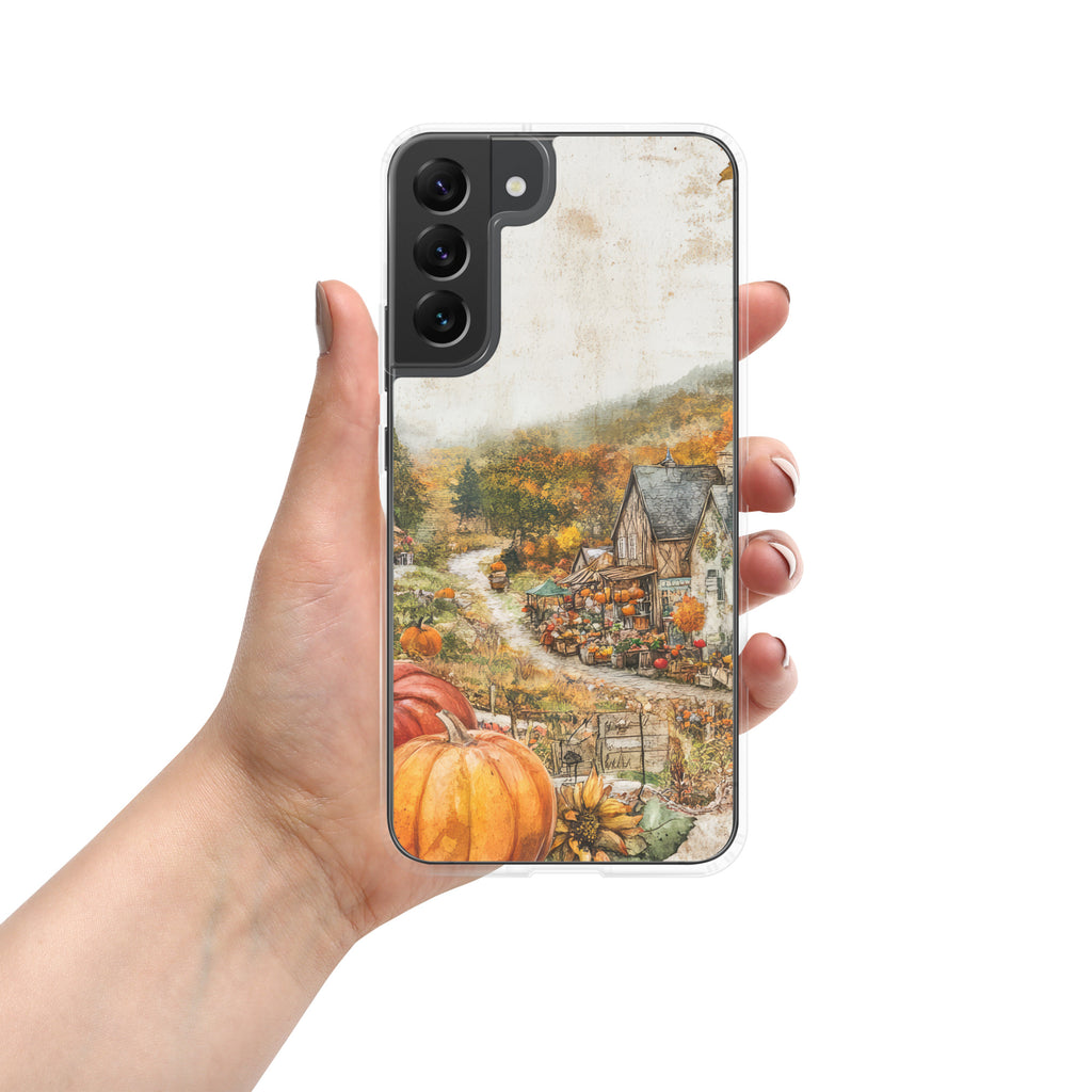 Autumn Village Clear Case for Samsung Galaxy S22 Plus – Cozy Fall Countryside Protective Cover