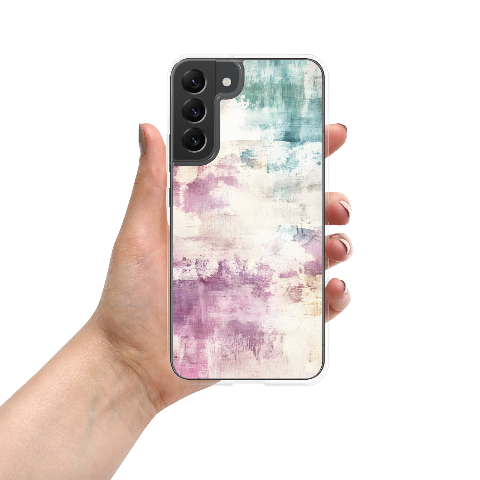 Soft Abstract Pastel Clear Case for Samsung Galaxy S22 Plus – Modern Watercolor Protective Cover