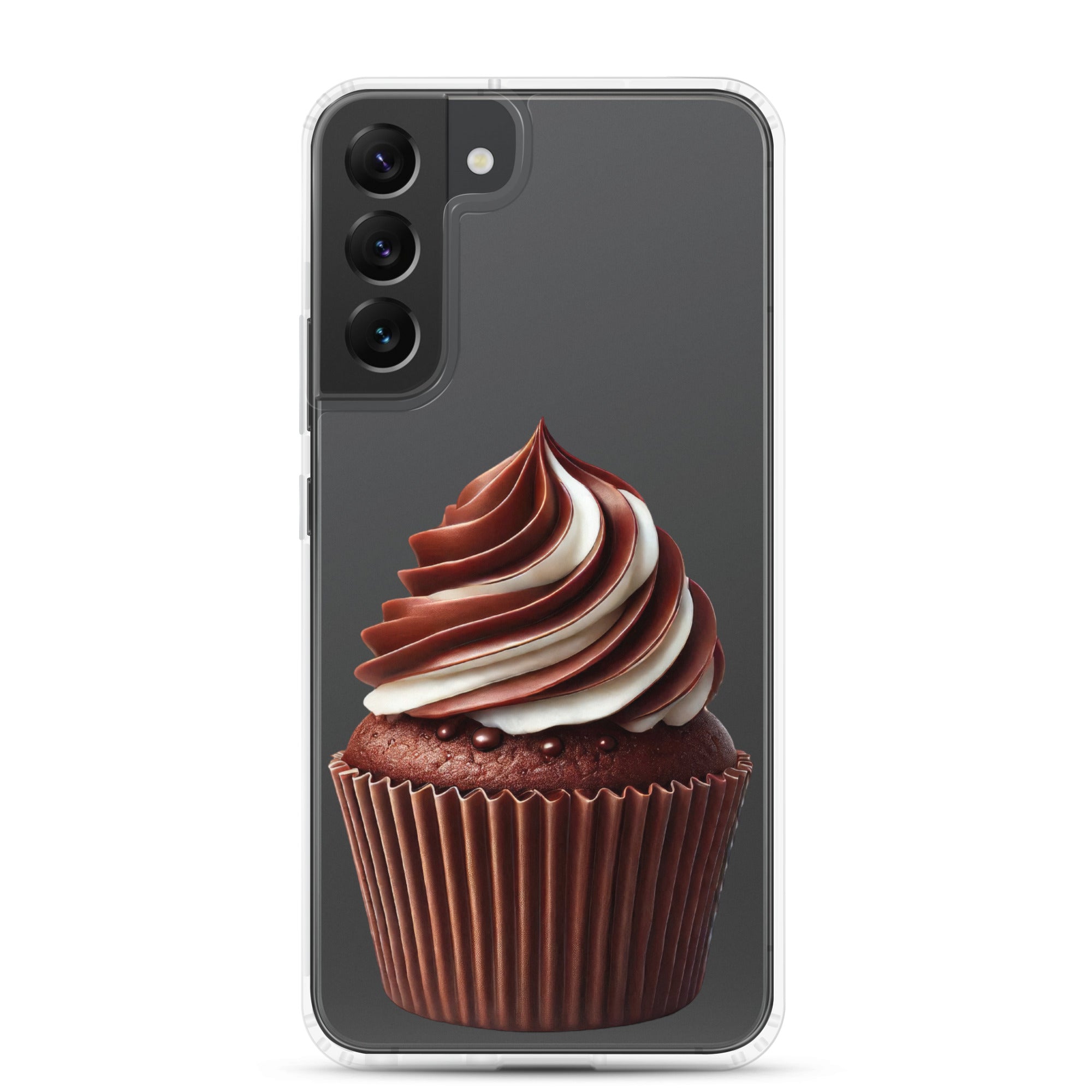 Chocolate Swirl Cupcake Clear Case for Samsung Galaxy S22 Plus – Dessert-Inspired Protective Cover