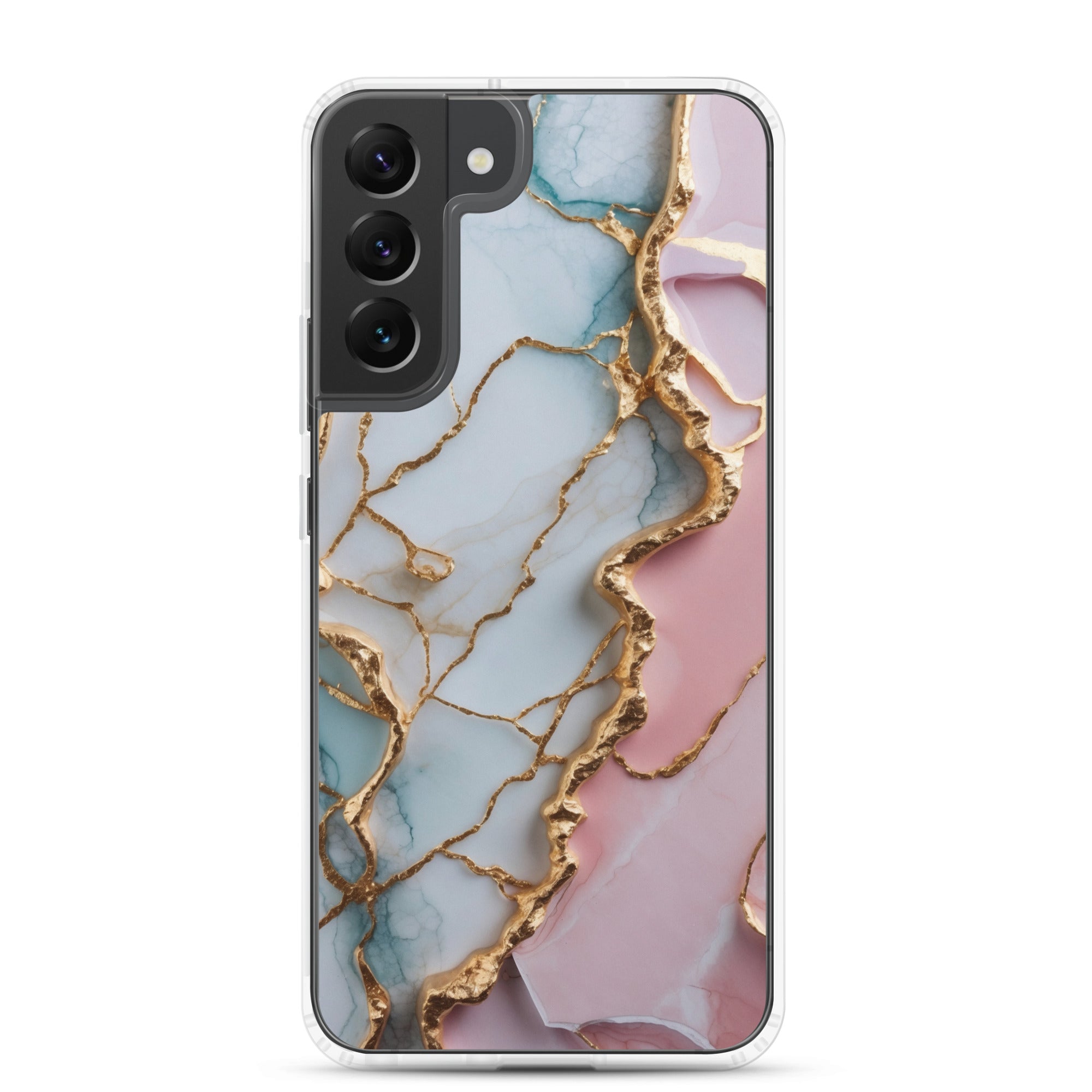 Pastel Marble Gold Clear Case for Samsung Galaxy S22 Plus – Elegant Abstract Protective Cover
