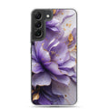 Purple Floral Gold Clear Case for Samsung Galaxy S22 Plus – Elegant Flower Protective Cover