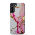 Pink Marble Gold Veins Clear Case for Samsung Galaxy S22 Plus – Elegant Stone Protective Cover
