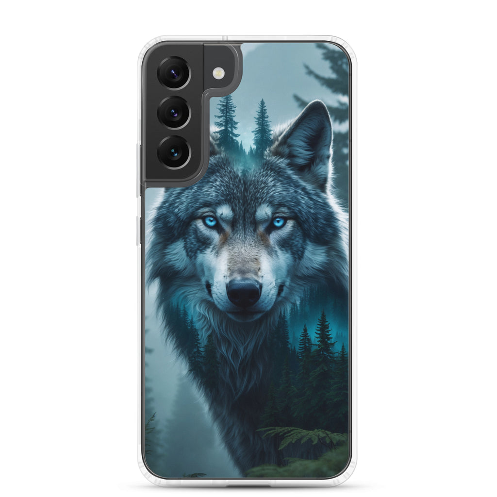 Mystic Forest Wolf Clear Case for Samsung Galaxy S22 Plus – Dark Nature Art Protective Cover