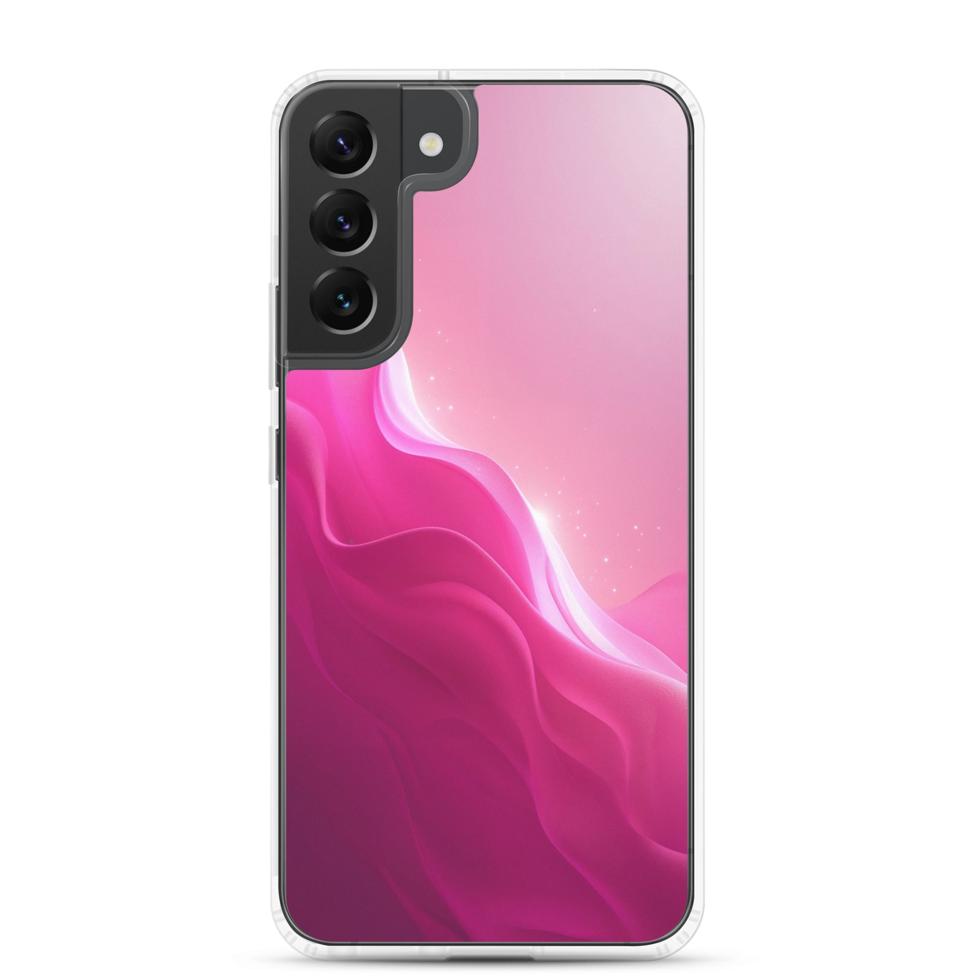 Pink Gradient Waves Dream Clear Case for Samsung Galaxy S22 Plus – Minimal Abstract Protective Cover