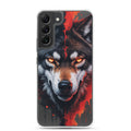 Fierce Wolf Portrait Clear Case for Samsung Galaxy S22 Plus – Dark Animal Art Protective Cover