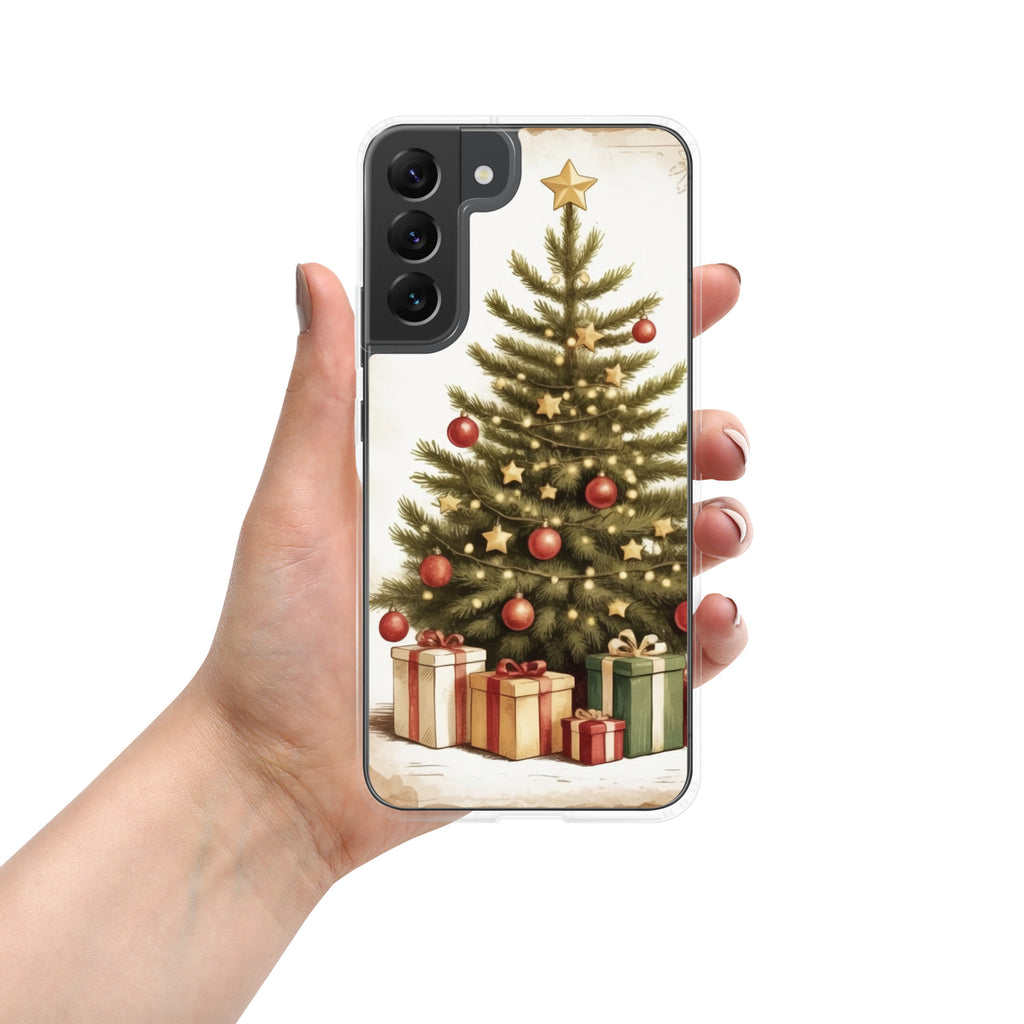 Christmas Tree with Gifts Clear Case for Samsung Galaxy S22 Plus – Festive Holiday Protective Cover