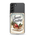 Season’s Greetings Sleigh Clear Case for Samsung Galaxy S22 Plus – Vintage Christmas Protective Cover