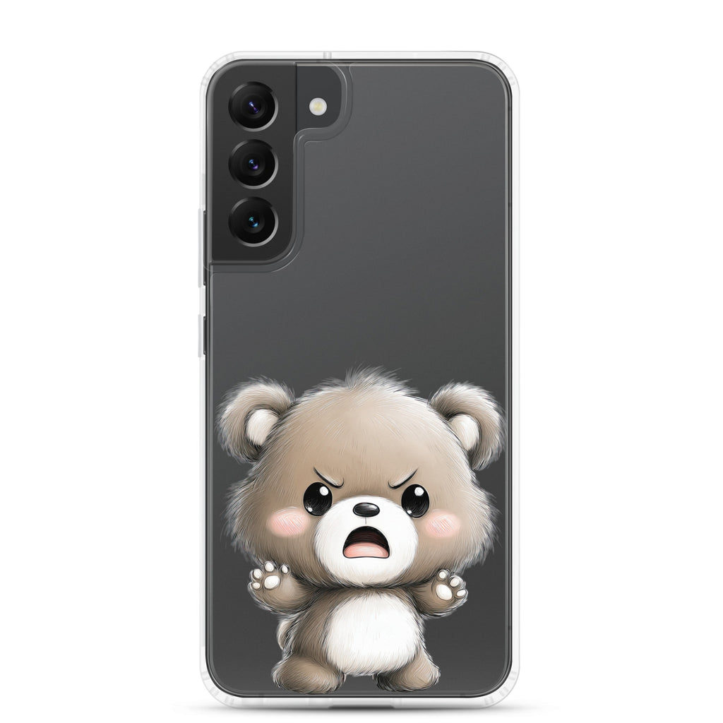 Cute Angry Bear Clear Case for Samsung Galaxy S22 Plus – Playful Cartoon Protective Cover