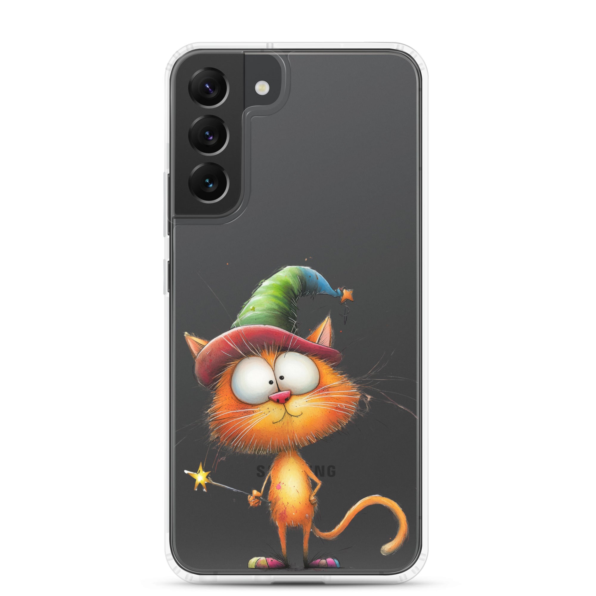 Wizard Cat Clear Case for Samsung Galaxy S22 Plus – Cute Fantasy Protective Cover
