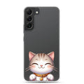 Cute Smiling Cat Clear Case for Samsung Galaxy S22 Plus – Minimal Kawaii Protective Cover