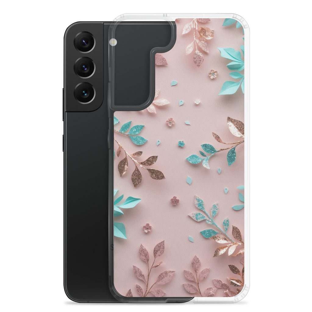 Pastel Floral Leaves Clear Case for Samsung Galaxy S22 Plus – Soft Elegant Protective Cover