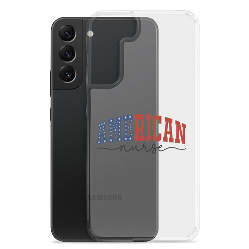 American Nurse Typography Clear Case for Samsung Galaxy S22 Plus – Patriotic Profession Protective Cover
