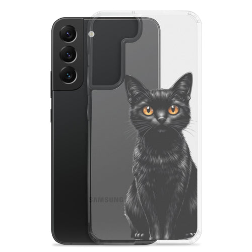 Black Cat Clear Case for Samsung Galaxy S22 Plus – Elegant Minimal Protective Cover