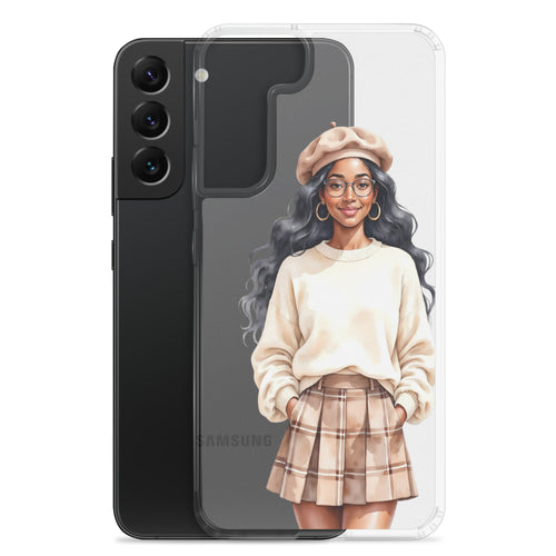 Chic Autumn Portrait Clear Case for Samsung Galaxy S22 Plus – Elegant Minimalist Protective Cover