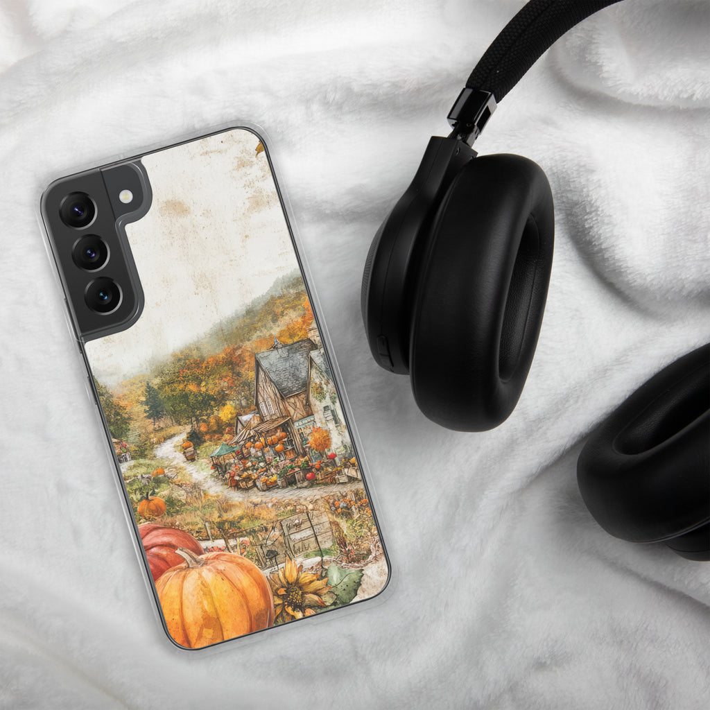 Autumn Village Clear Case for Samsung Galaxy S22 Plus – Cozy Fall Countryside Protective Cover