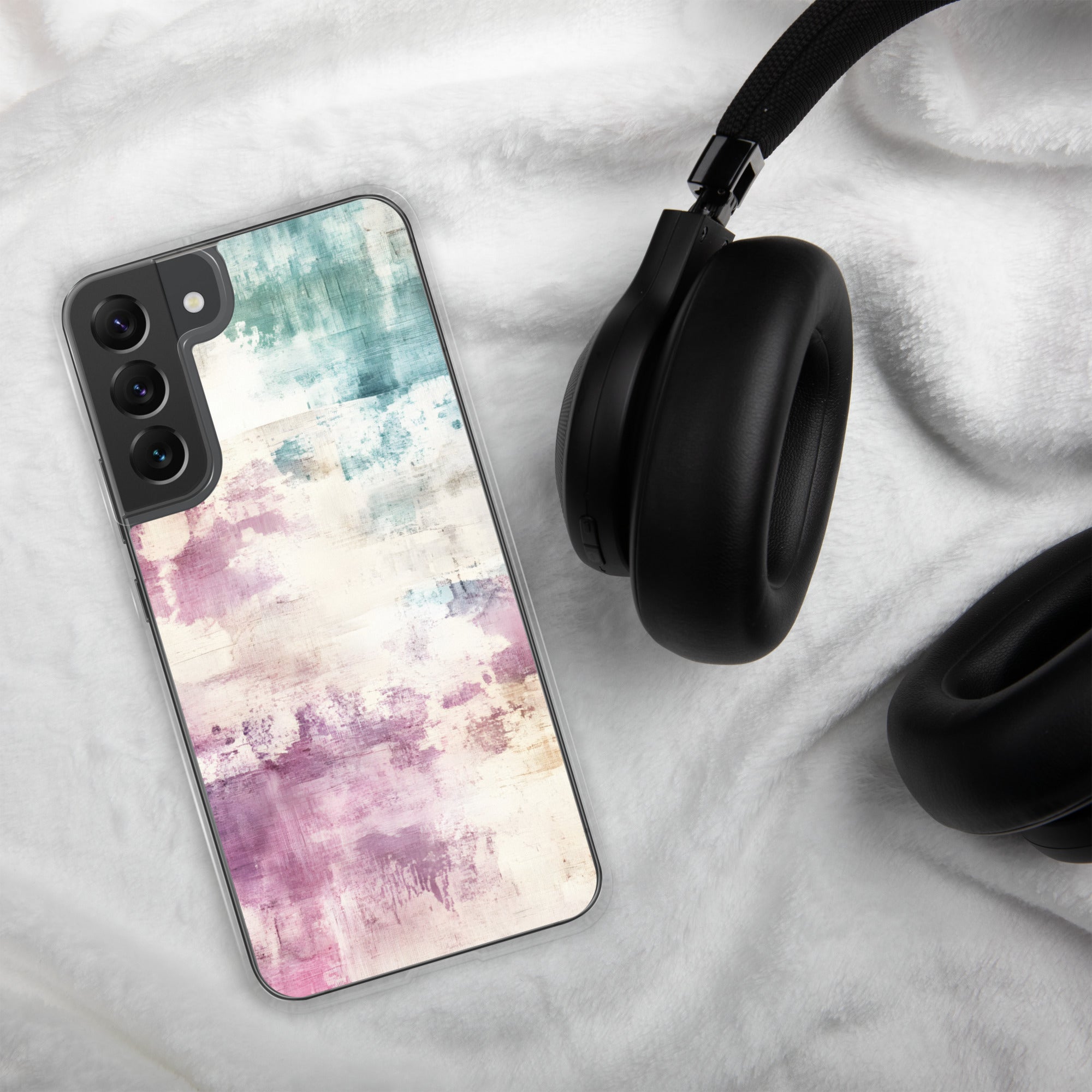 Soft Abstract Pastel Clear Case for Samsung Galaxy S22 Plus – Modern Watercolor Protective Cover