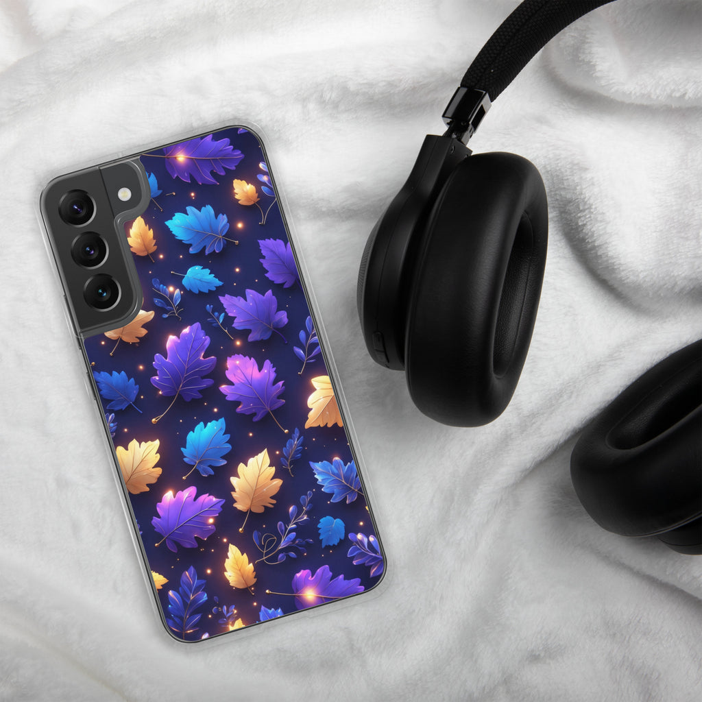 Glowing Autumn Leaves Clear Case for Samsung Galaxy S22 Plus – Colorful Night Nature Protective Cover