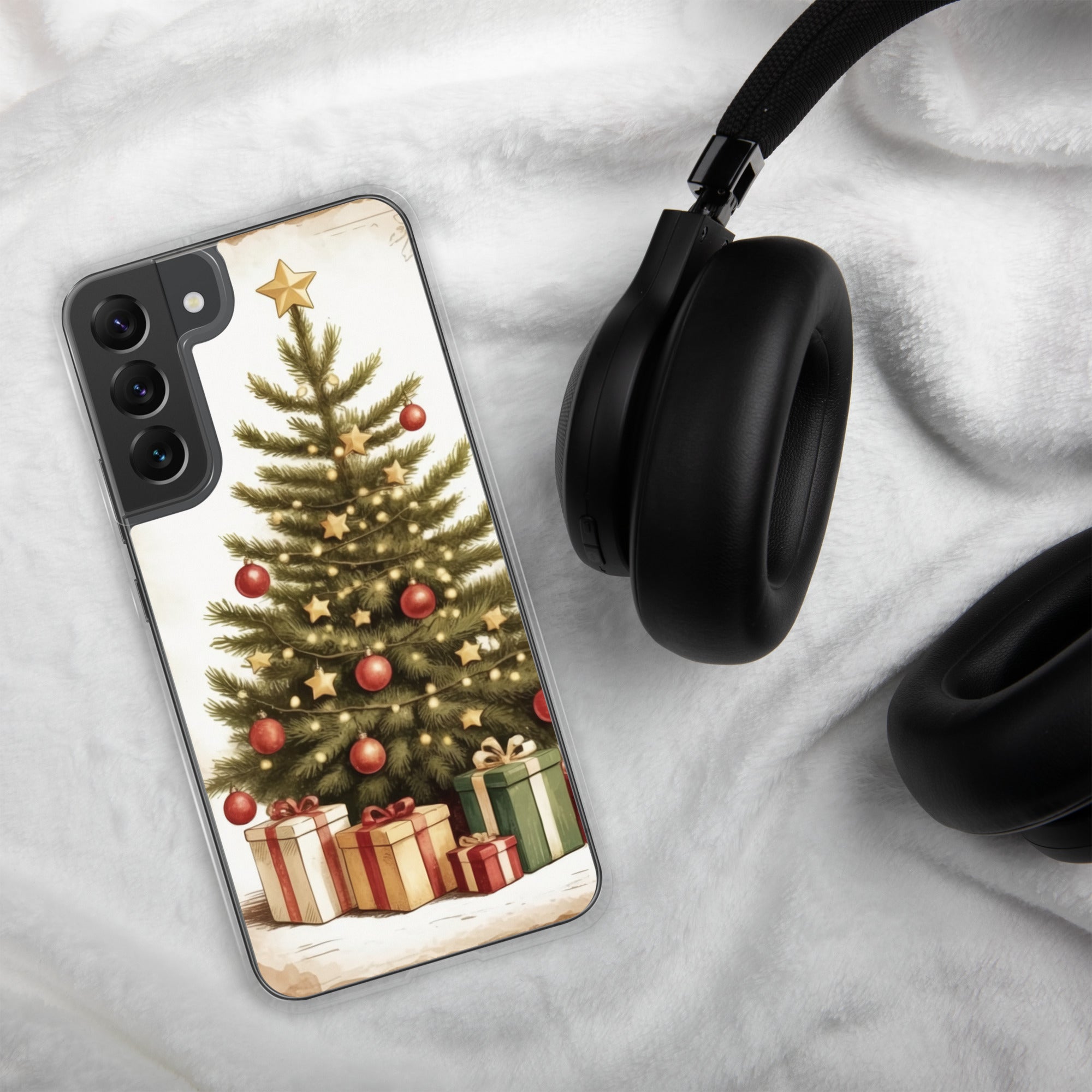 Christmas Tree with Gifts Clear Case for Samsung Galaxy S22 Plus – Festive Holiday Protective Cover