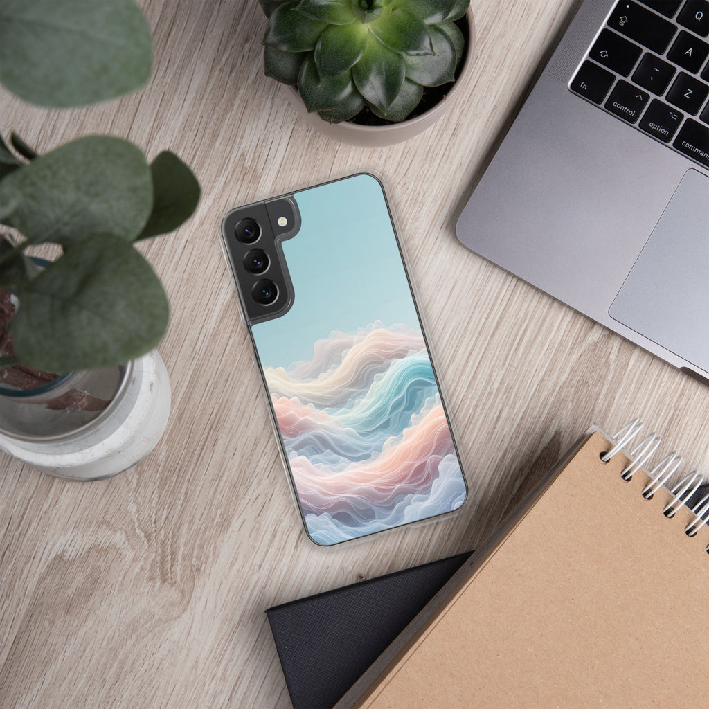 Abstract Pastel Waves Dream Clear Case for Samsung Galaxy S22 Plus – Soft Minimalist Protective Cover