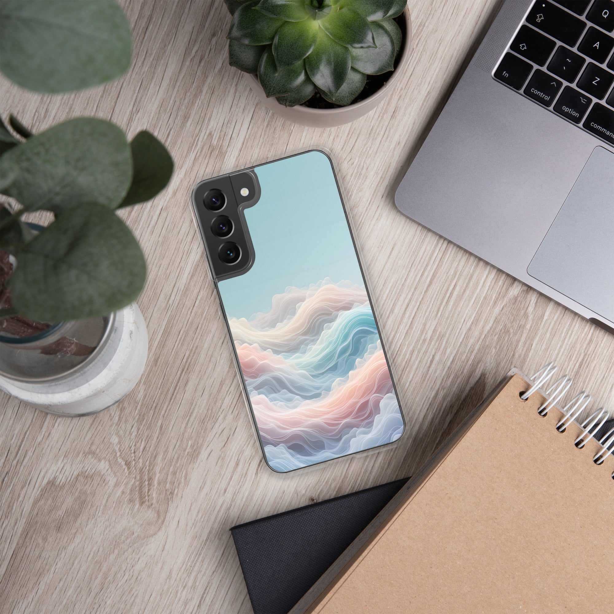 Abstract Pastel Waves Dream Clear Case for Samsung Galaxy S22 Plus – Soft Minimalist Protective Cover