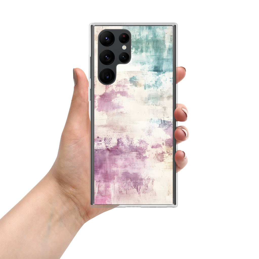 Soft Abstract Pastel Clear Case for Samsung Galaxy S22 Ultra – Modern Watercolor Protective Cover