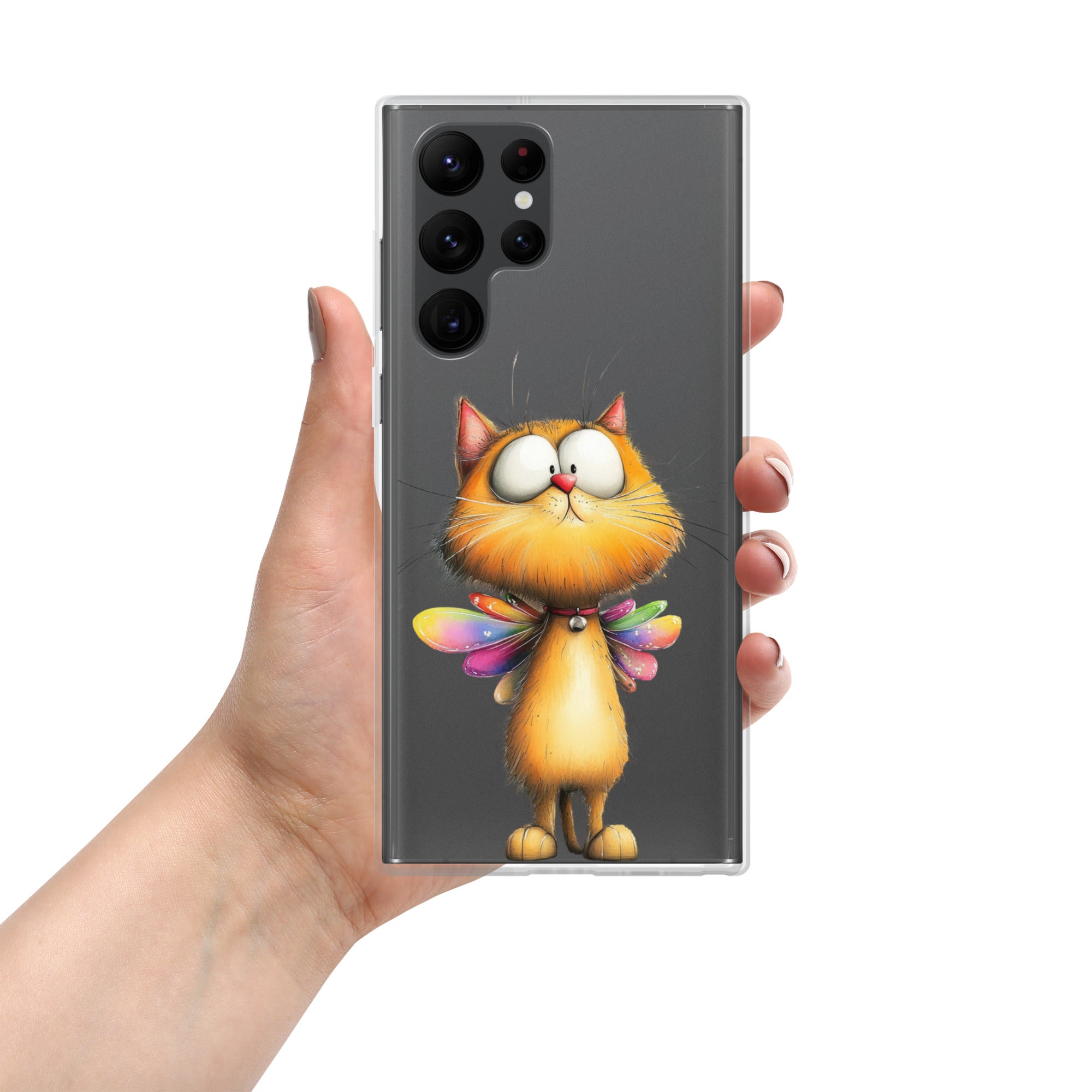 Whimsical Fairy Cat Clear Case for Samsung Galaxy S22 Ultra – Playful Fantasy Protective Cover