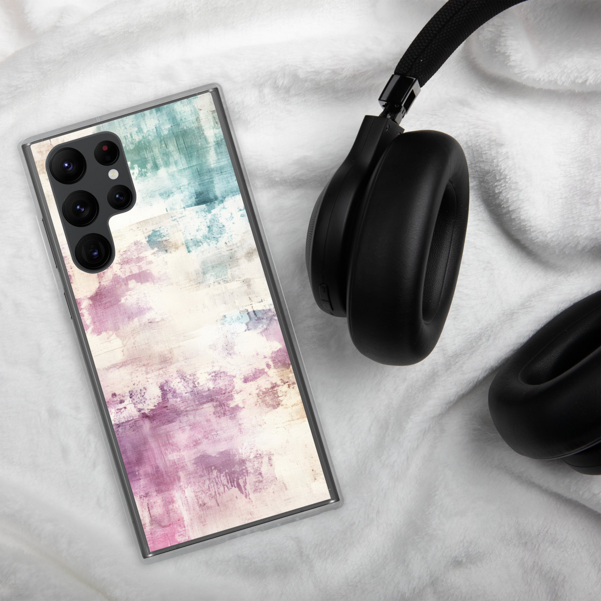 Soft Abstract Pastel Clear Case for Samsung Galaxy S22 Ultra – Modern Watercolor Protective Cover
