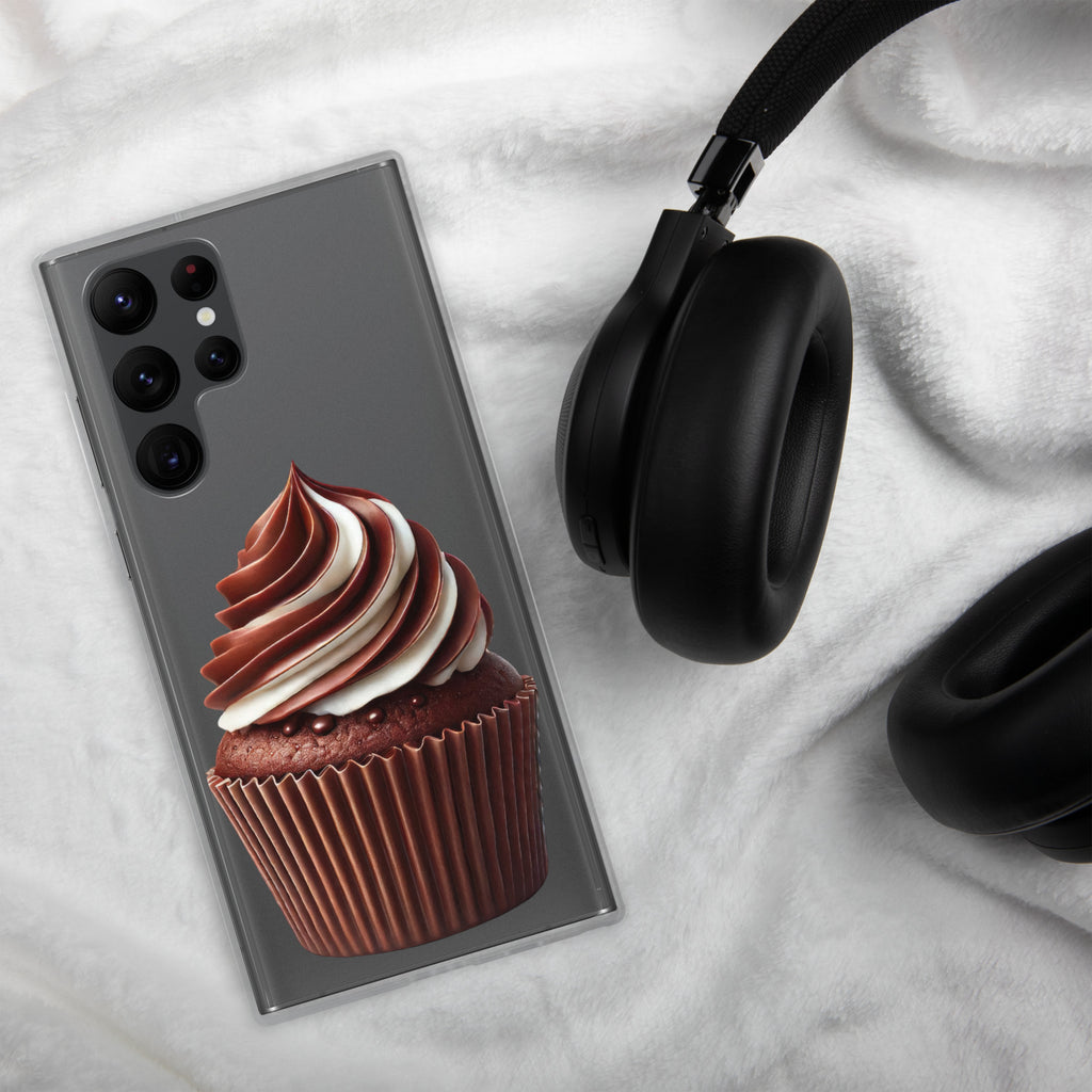 Chocolate Swirl Cupcake Clear Case for Samsung Galaxy S22 Ultra – Dessert-Inspired Protective Cover