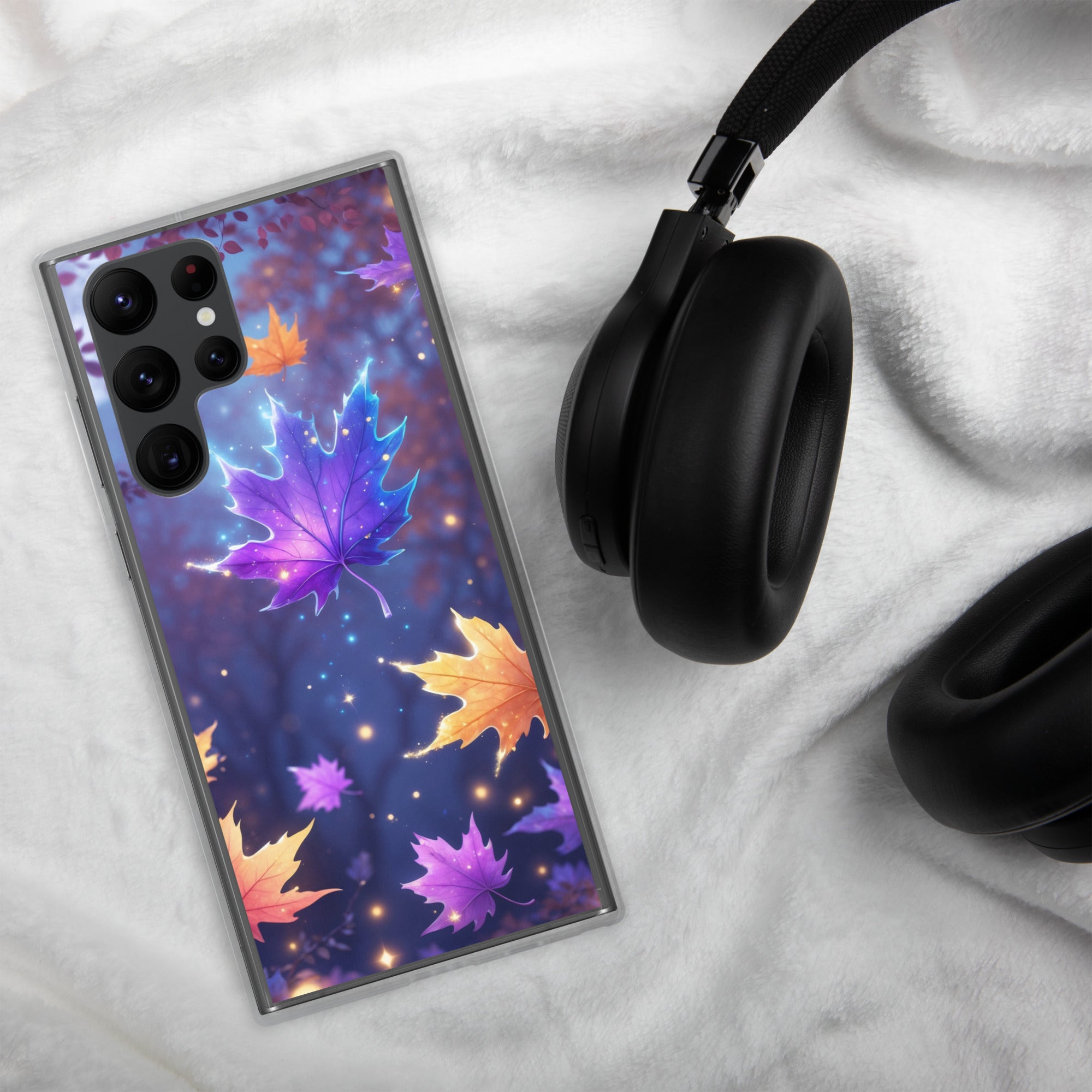 Autumn Leaves Glow Clear Case for Samsung Galaxy S22 Ultra – Magical Nature Protective Cover