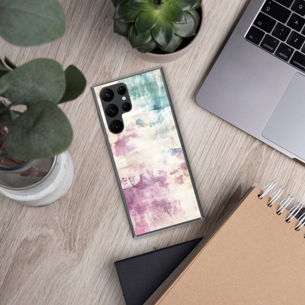 Soft Abstract Pastel Clear Case for Samsung Galaxy S22 Ultra – Modern Watercolor Protective Cover