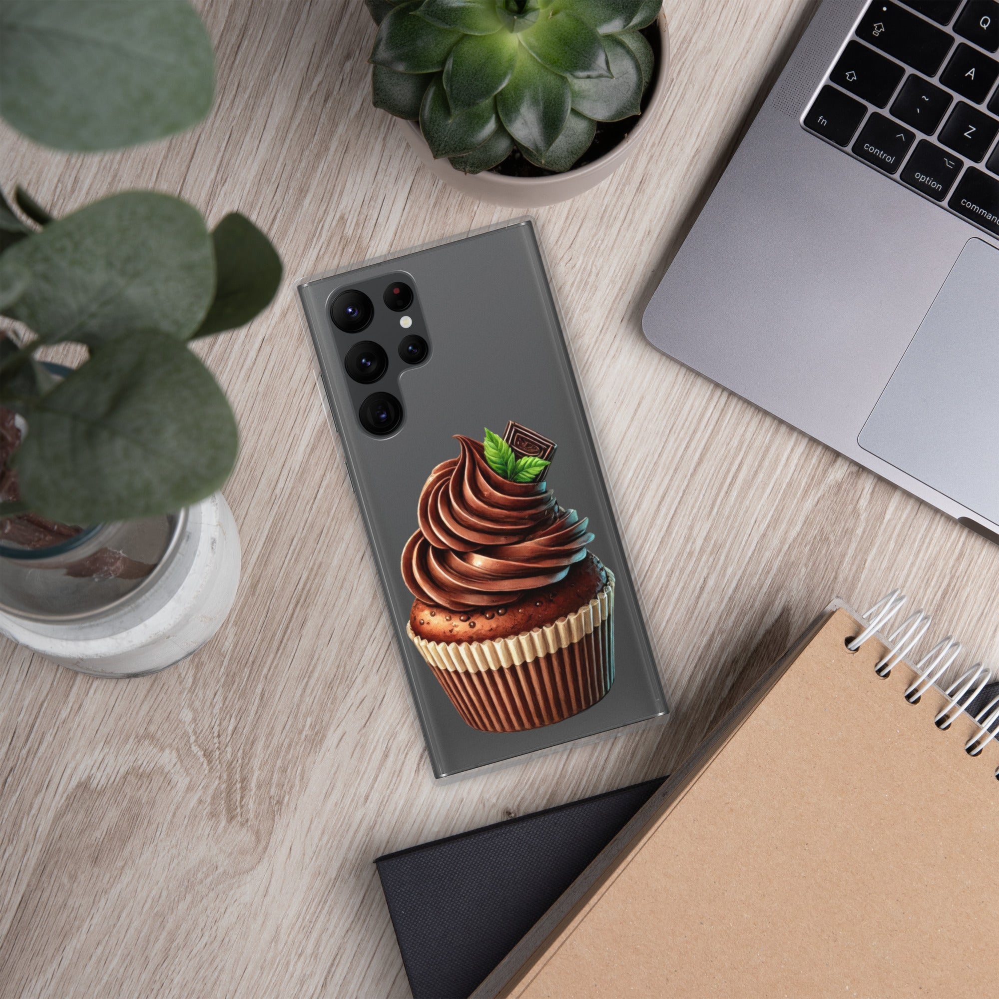 Chocolate Cupcake Clear Case for Samsung Galaxy S22 Ultra – Sweet Dessert Art Protective Cover