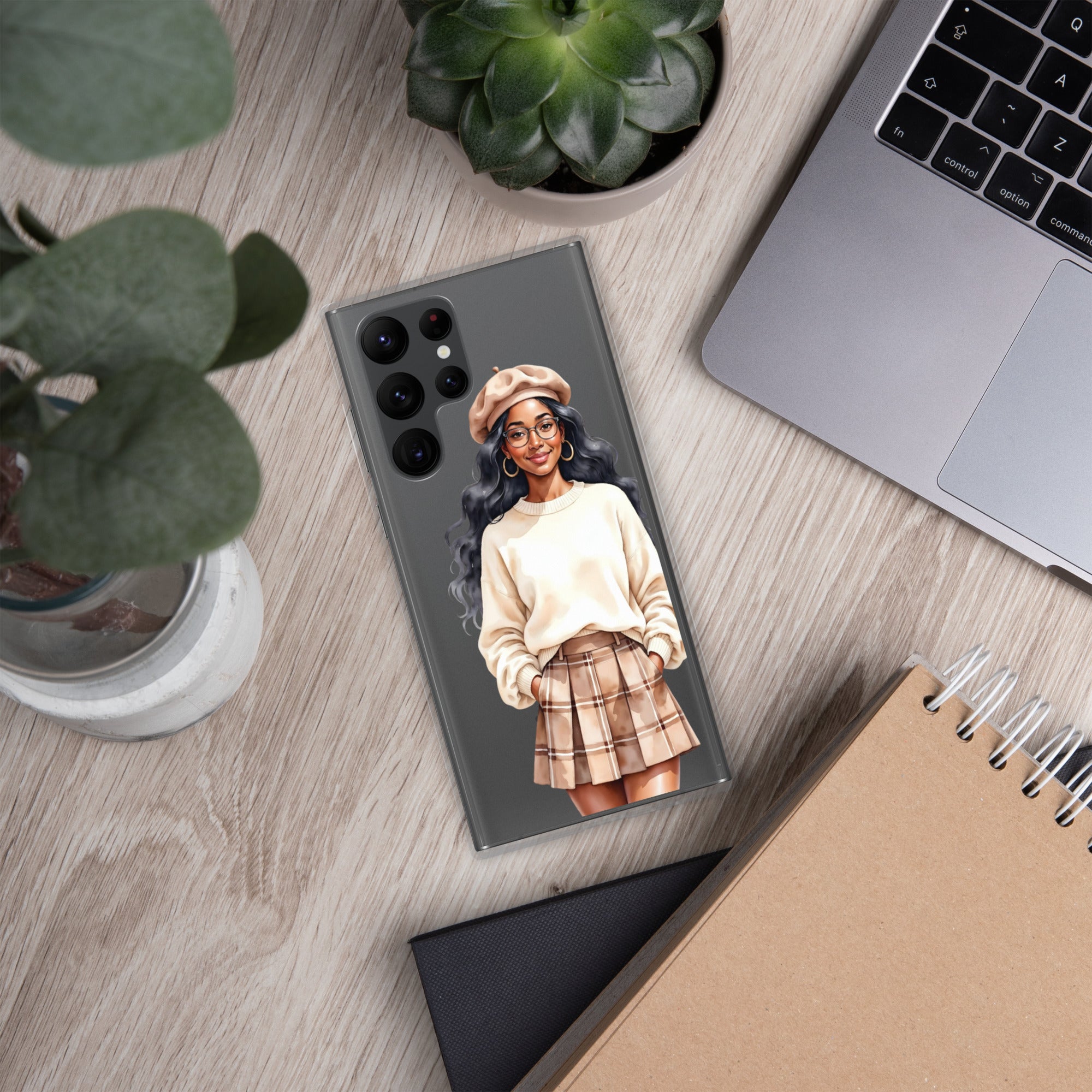 Chic Autumn Portrait Clear Case for Samsung Galaxy S22 Ultra – Elegant Minimalist Protective Cover