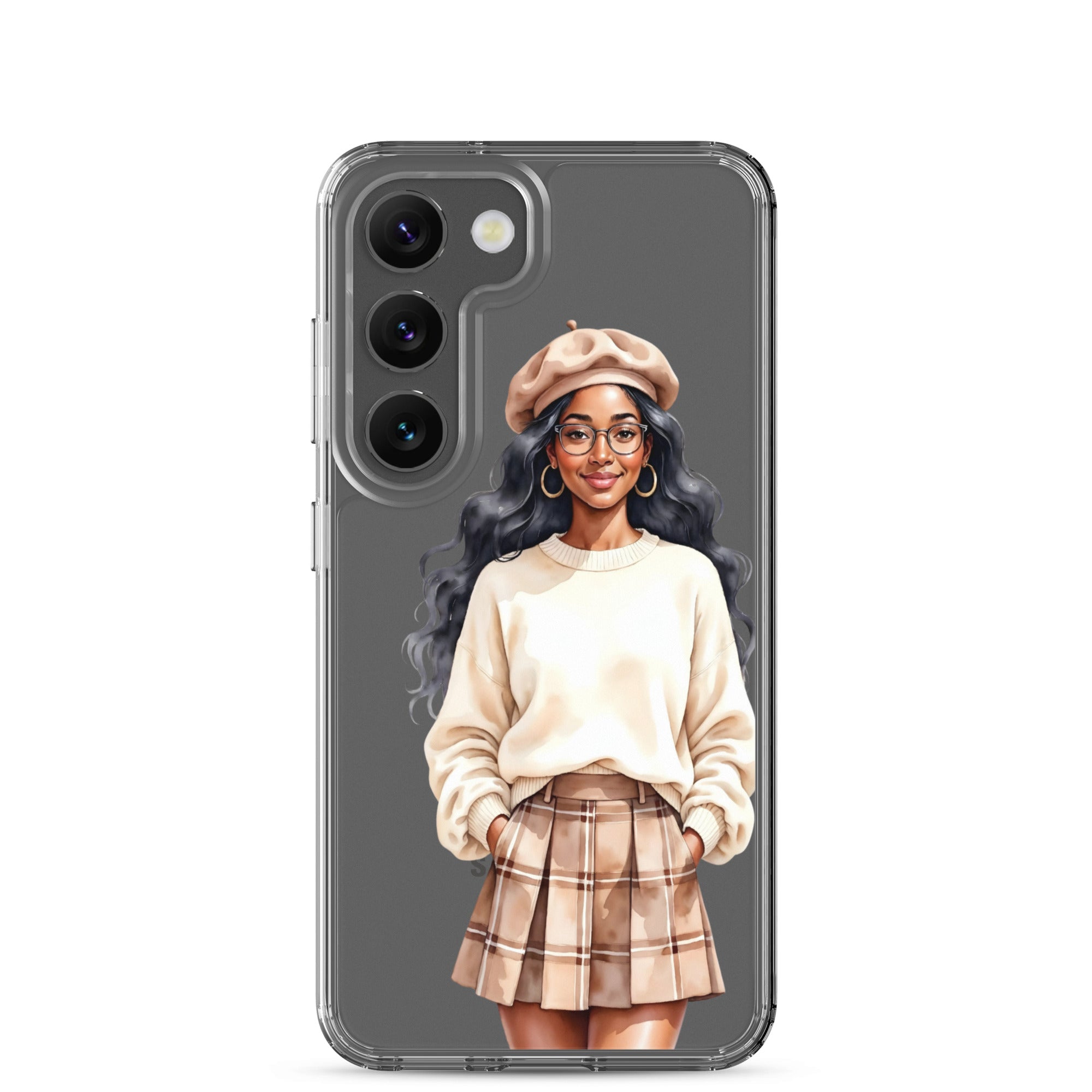 Chic Autumn Portrait Clear Case for Samsung Galaxy S23 – Elegant Minimalist Protective Cover