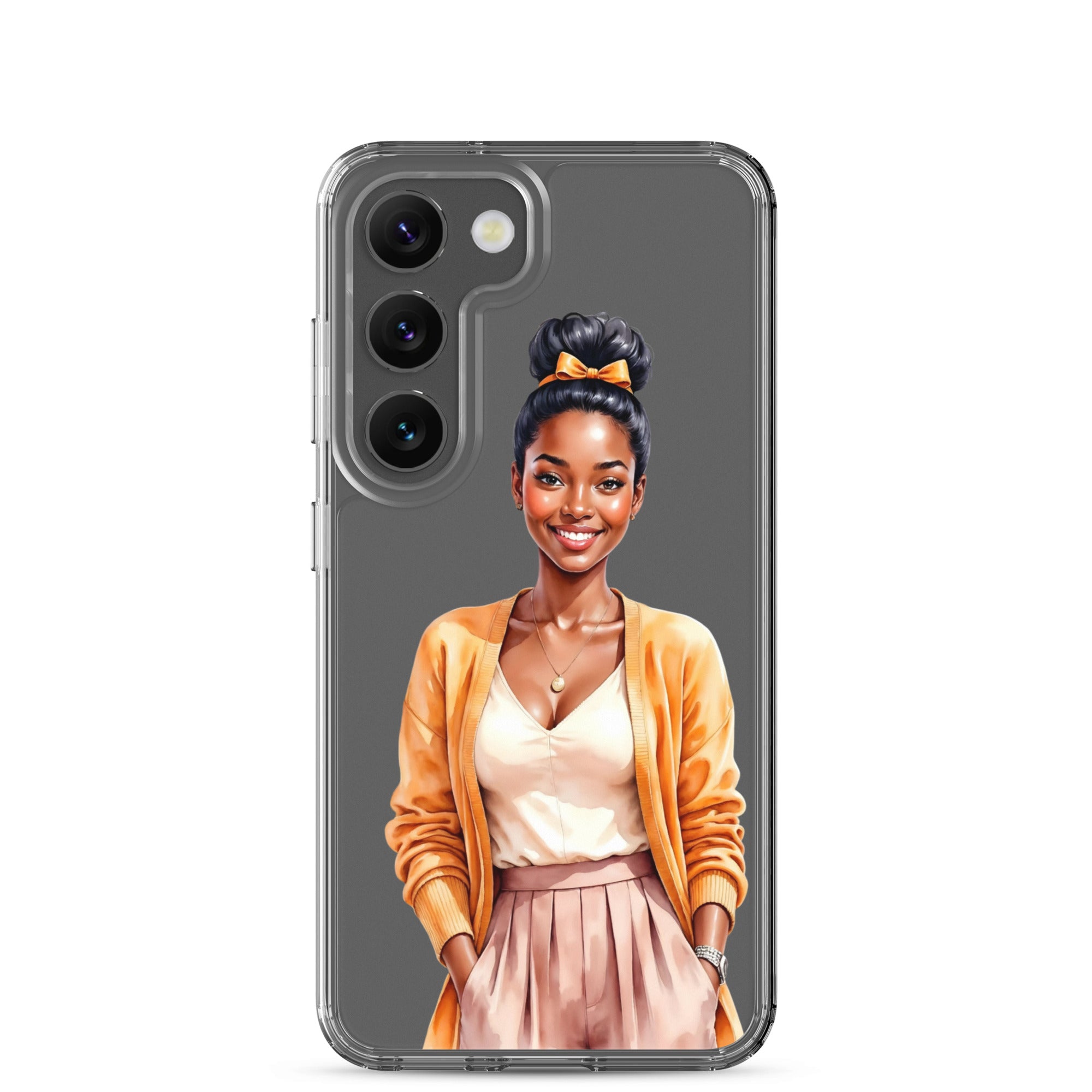 Elegant Portrait Clear Case for Samsung Galaxy S23 – Minimalist Fashion Protective Cover