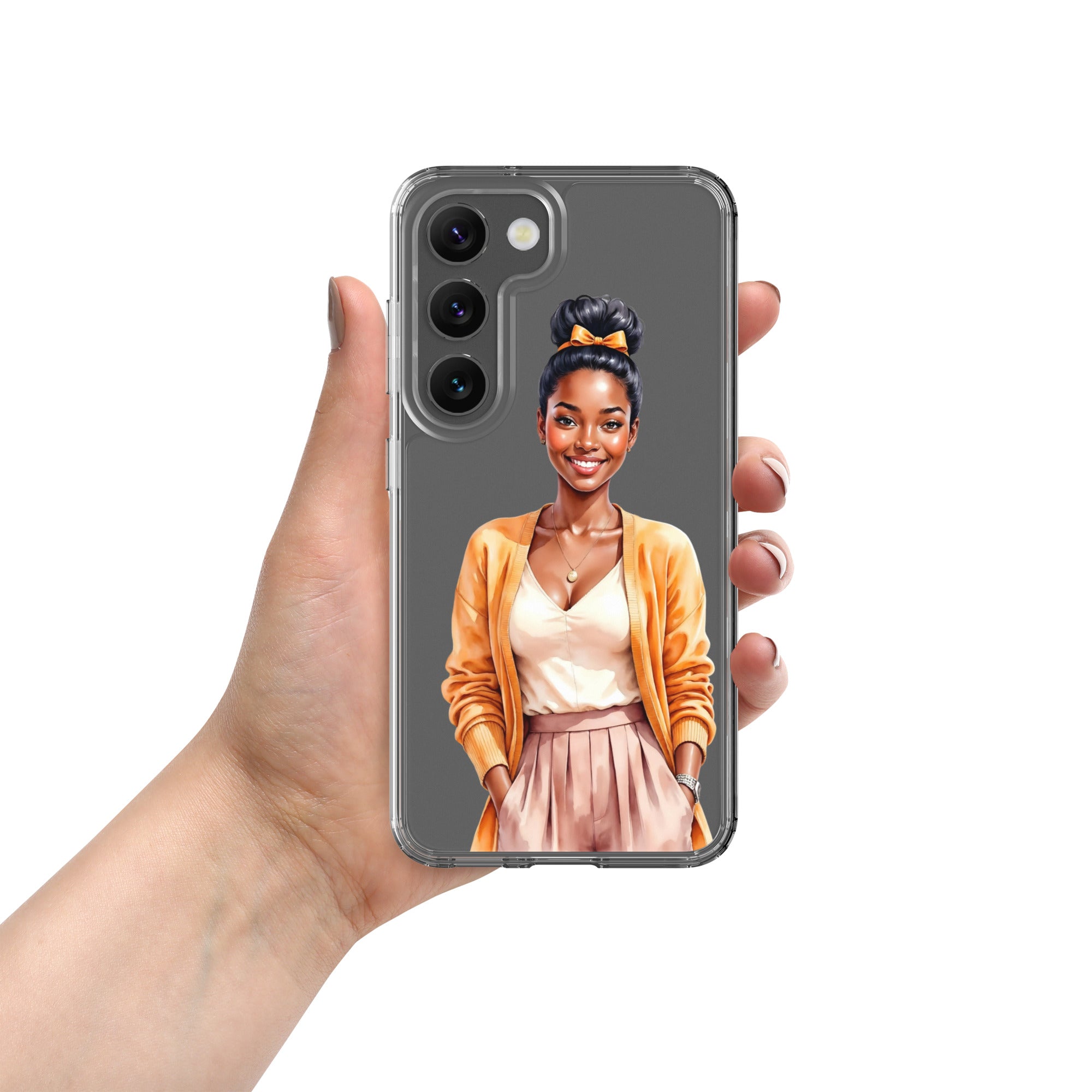 Elegant Portrait Clear Case for Samsung Galaxy S23 – Minimalist Fashion Protective Cover