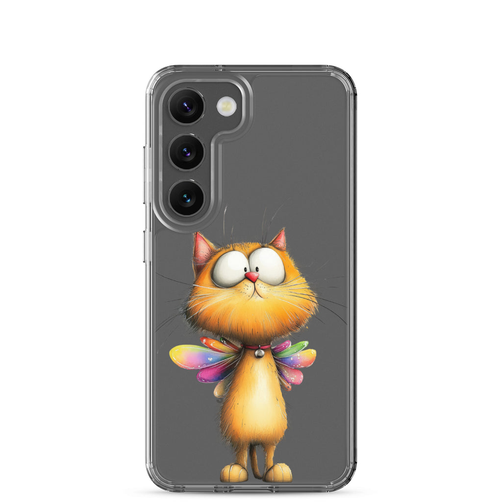 Whimsical Fairy Cat Clear Case for Samsung Galaxy S23 – Playful Fantasy Protective Cover