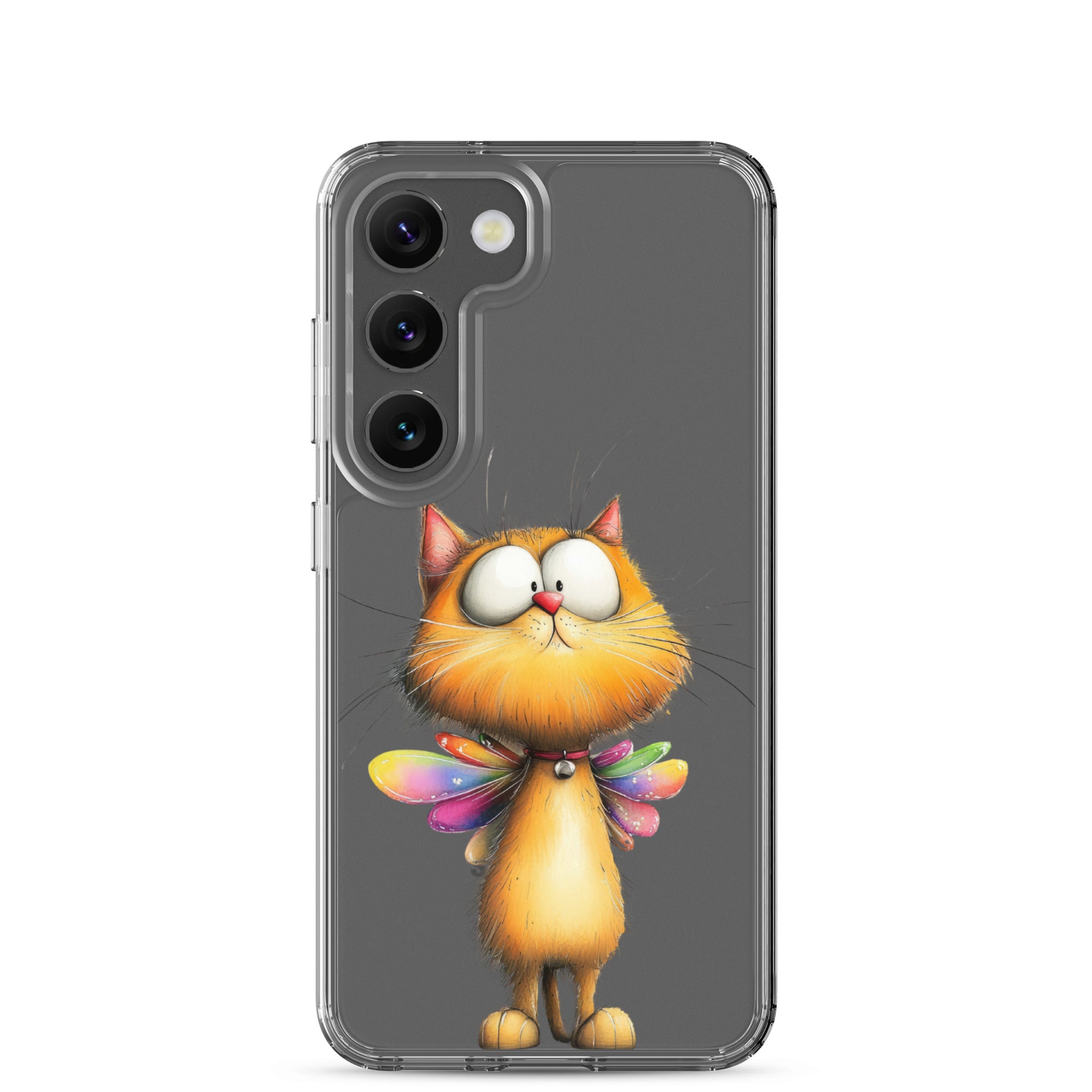 Whimsical Fairy Cat Clear Case for Samsung Galaxy S23 – Playful Fantasy Protective Cover